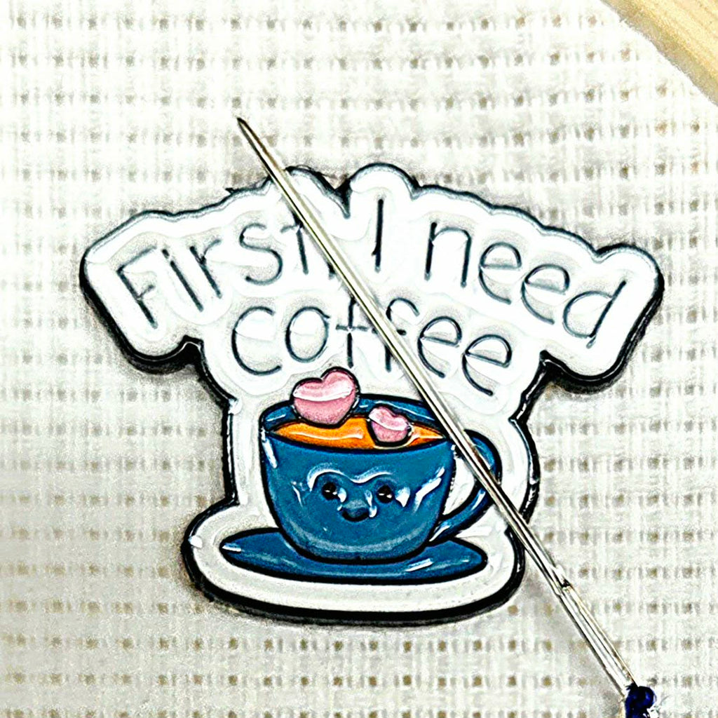 First I Need Coffee Enamel Magnetic Needle Minder / Needle Keeper