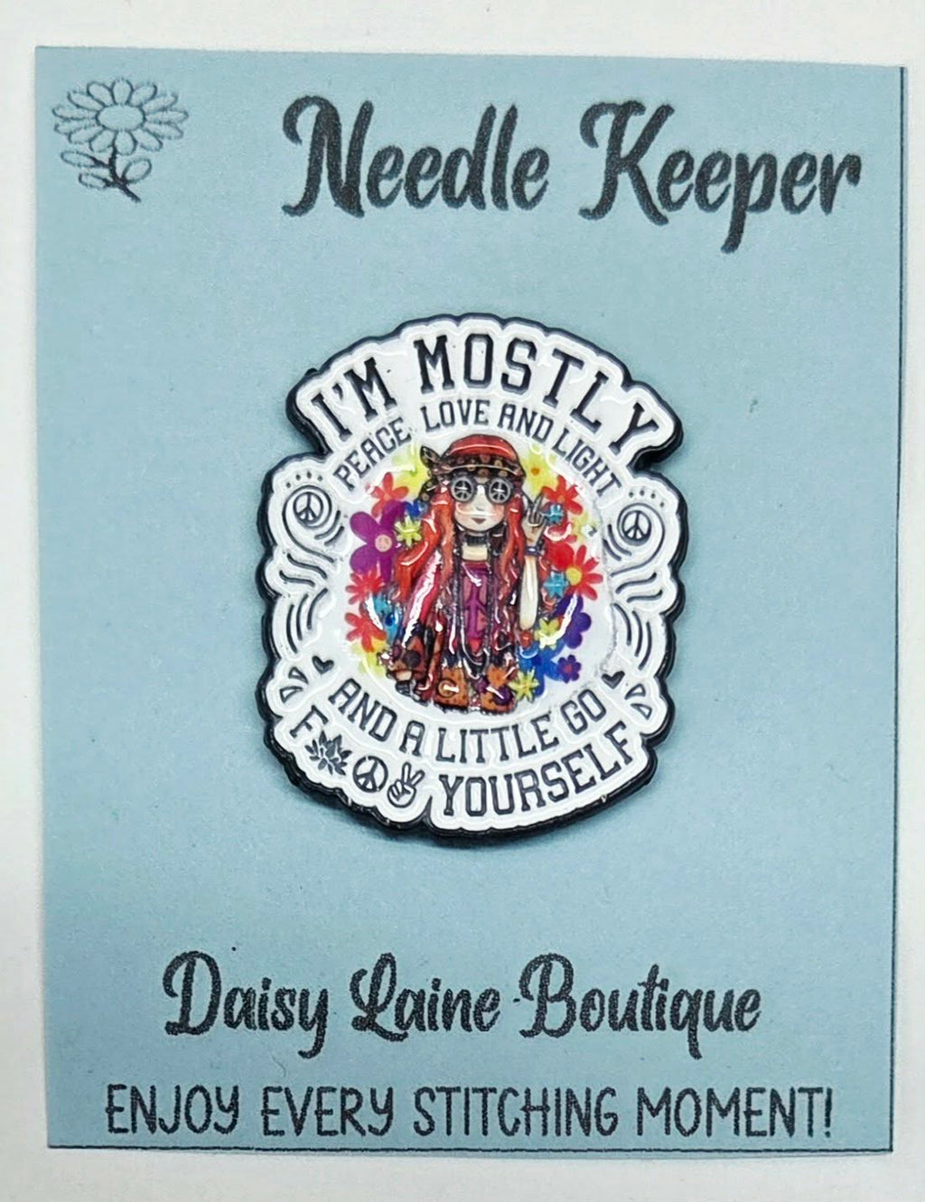 Hippie I'm Mostly Peace Enamel Magnetic Needle Minder / Needle Keeper