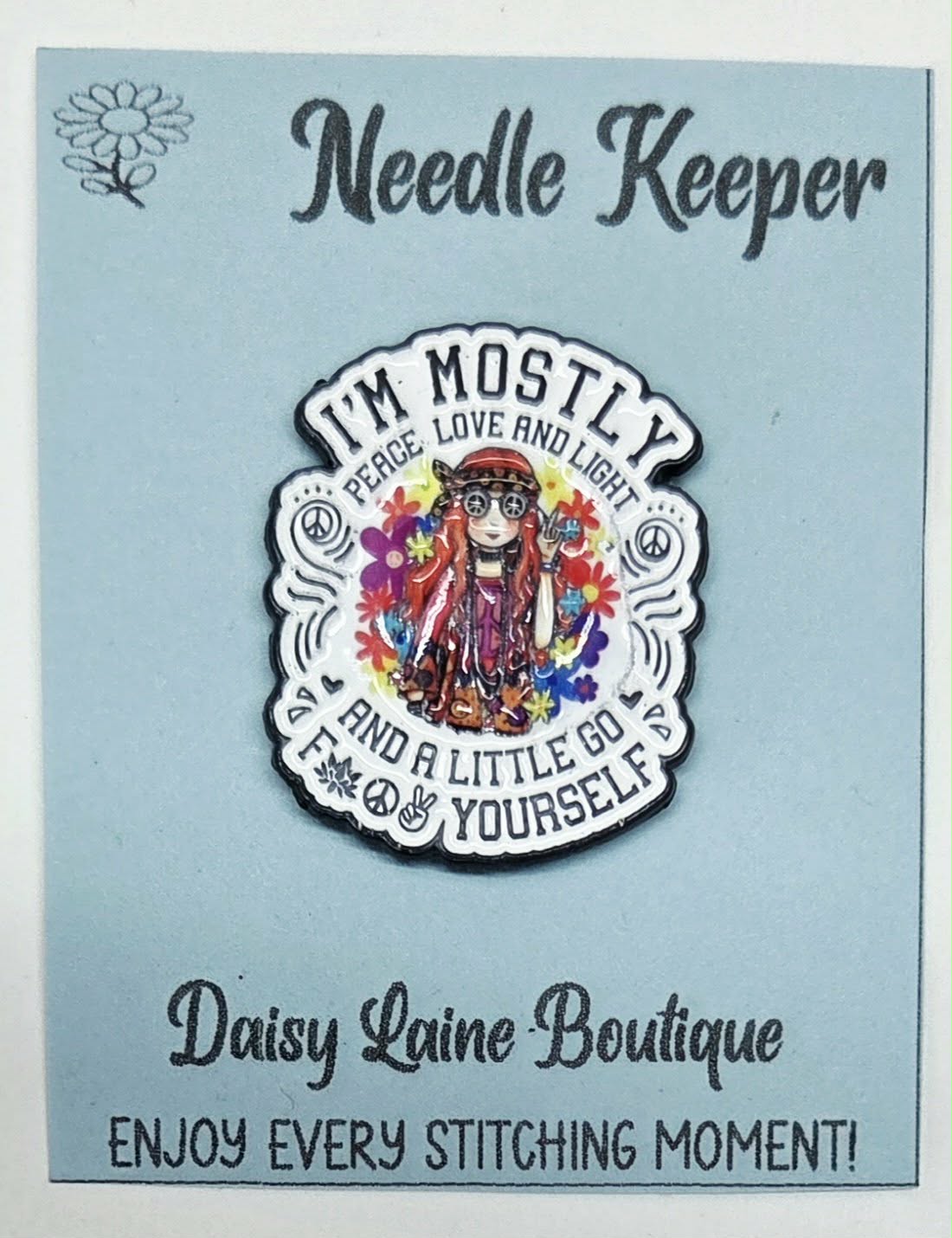 Hippie I'm Mostly Peace Enamel Magnetic Needle Minder / Needle Keeper