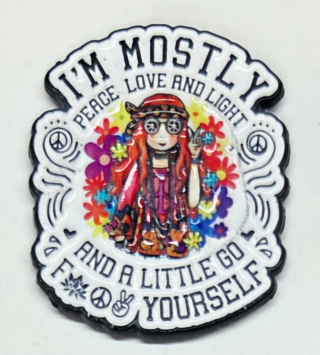 Hippie I'm Mostly Peace Enamel Magnetic Needle Minder / Needle Keeper