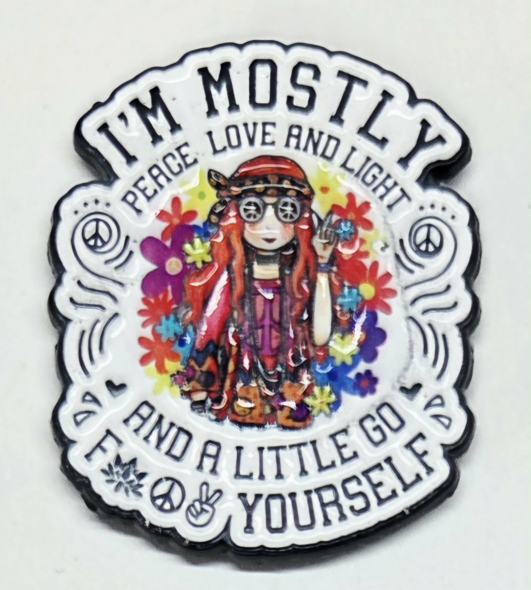 Hippie I'm Mostly Peace Enamel Magnetic Needle Minder / Needle Keeper