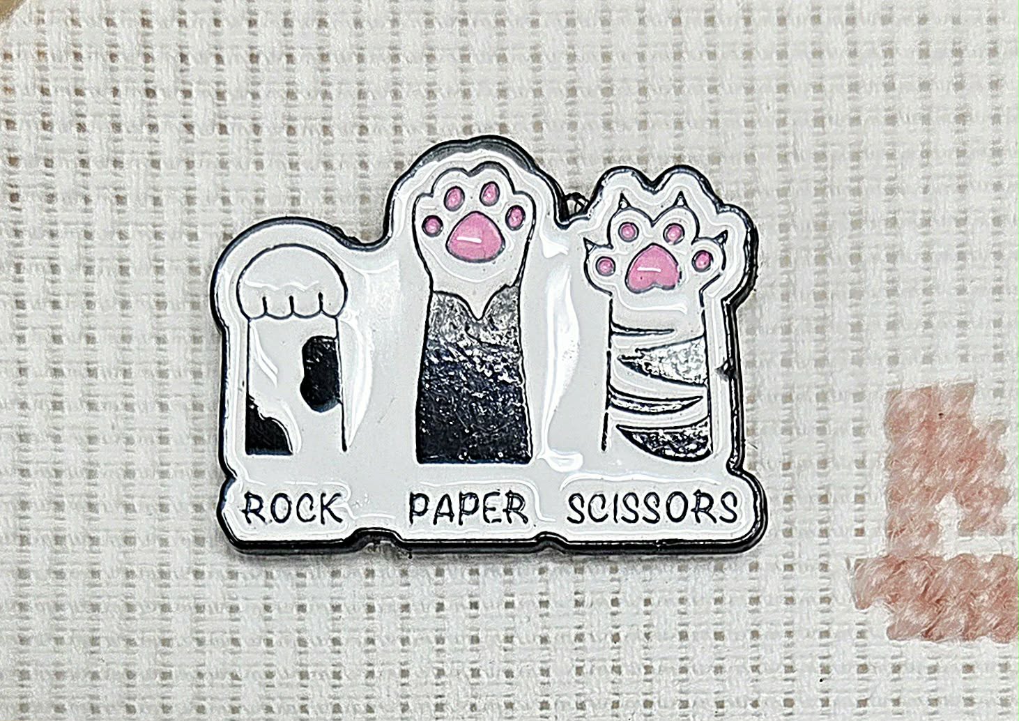 Rock Paper Scissors Cat Paw Enamel Magnetic Needle Minder / Needle Keeper