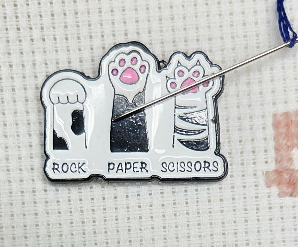 Rock Paper Scissors Cat Paw Enamel Magnetic Needle Minder / Needle Keeper