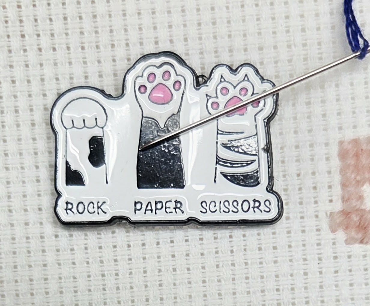 Rock Paper Scissors Cat Paw Enamel Magnetic Needle Minder / Needle Keeper