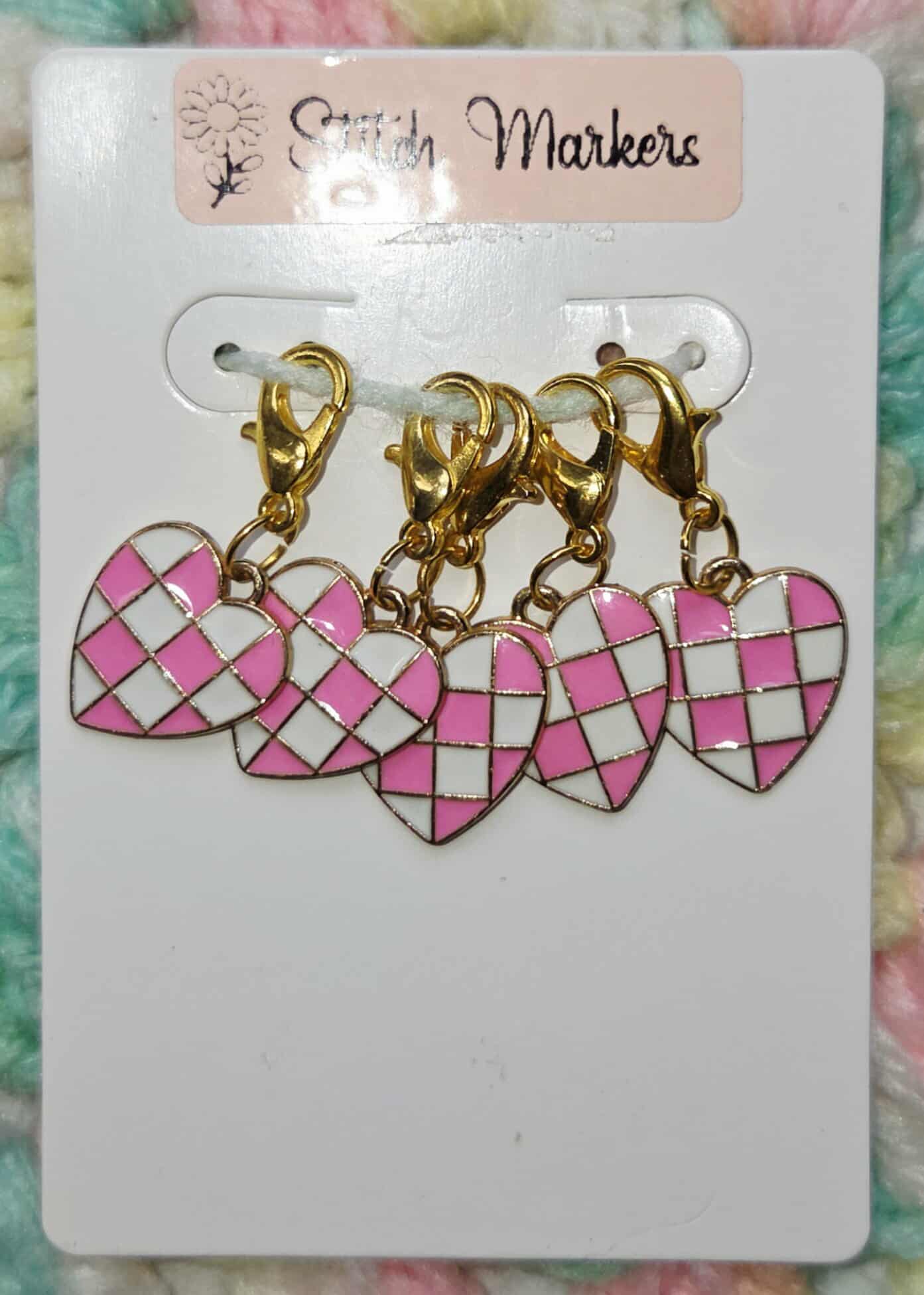 Heart Checkerboard Stitch Markers