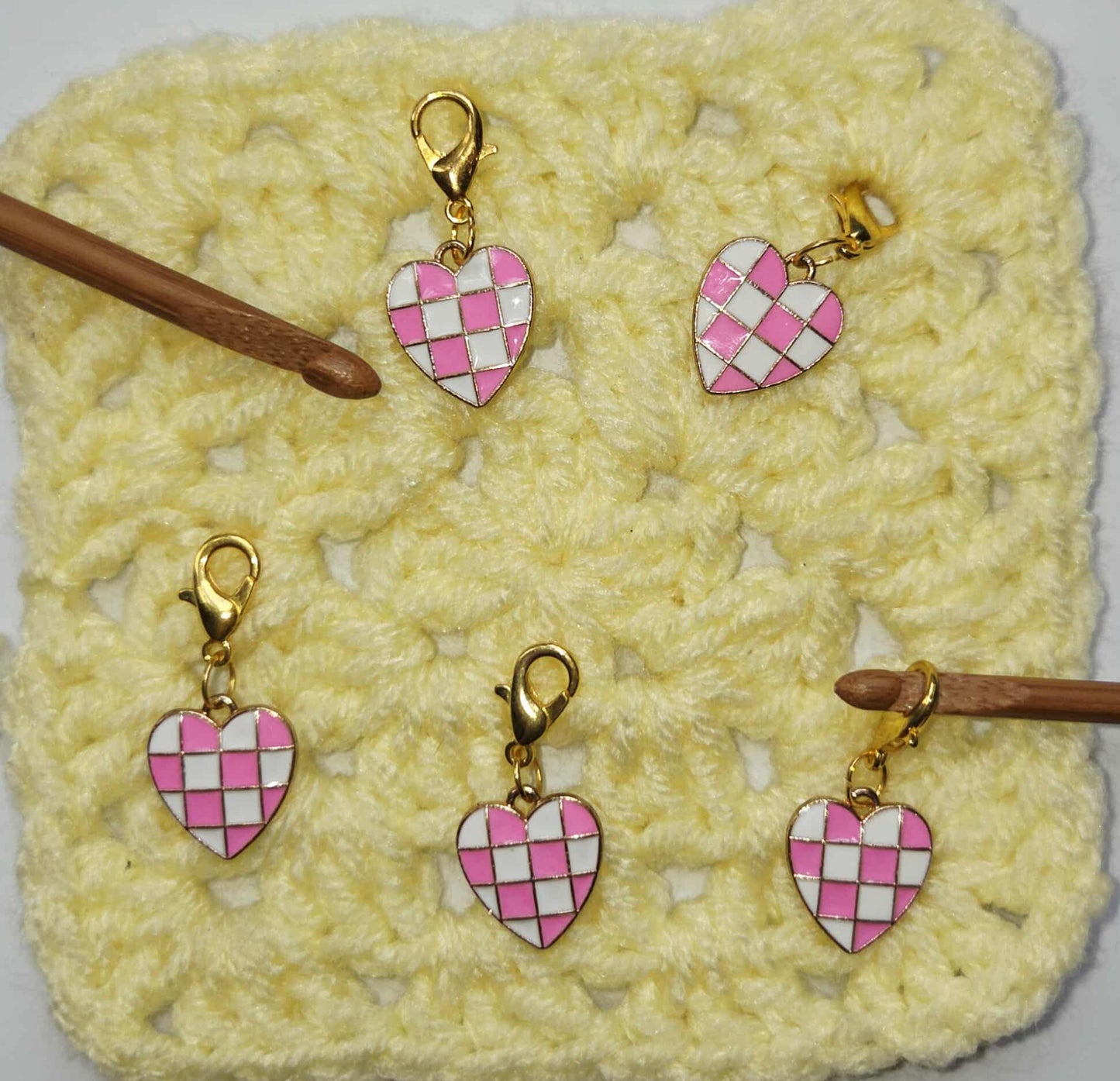 Heart Checkerboard Stitch Markers