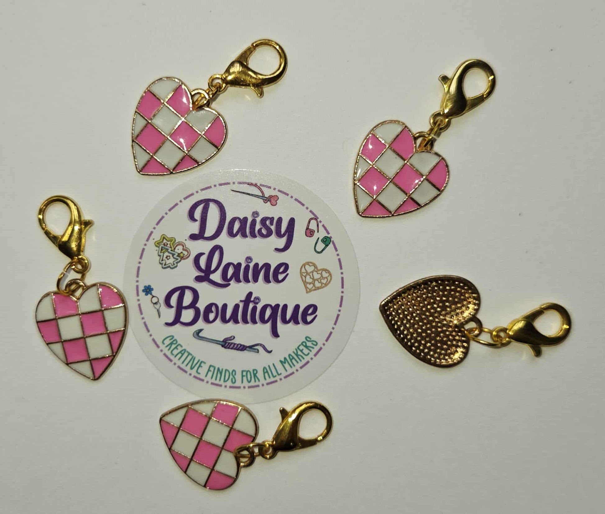Heart Checkerboard Stitch Markers