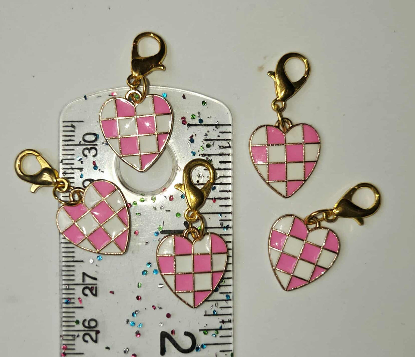 Heart Checkerboard Stitch Markers