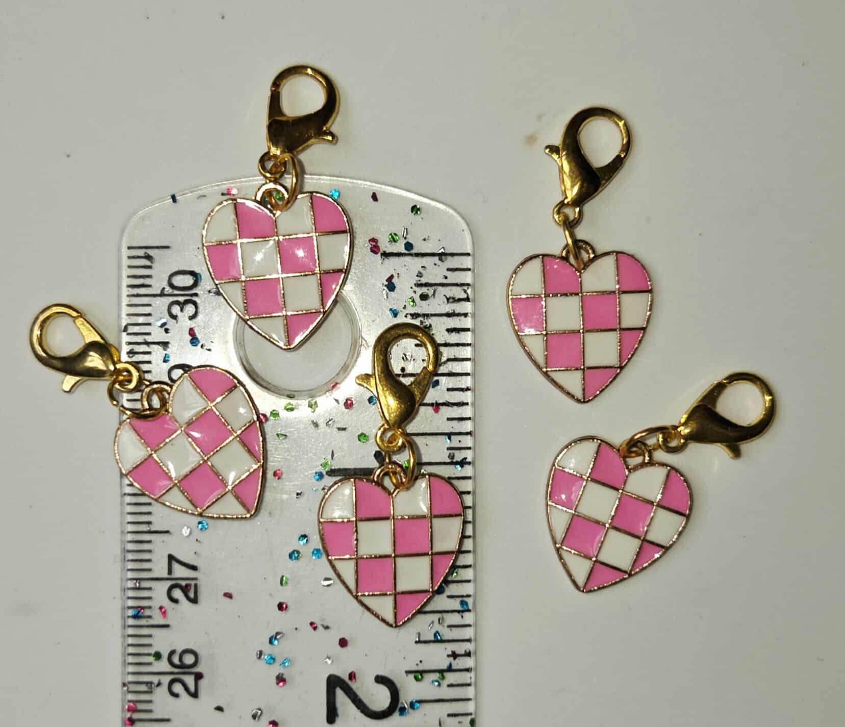 Heart Checkerboard Stitch Markers