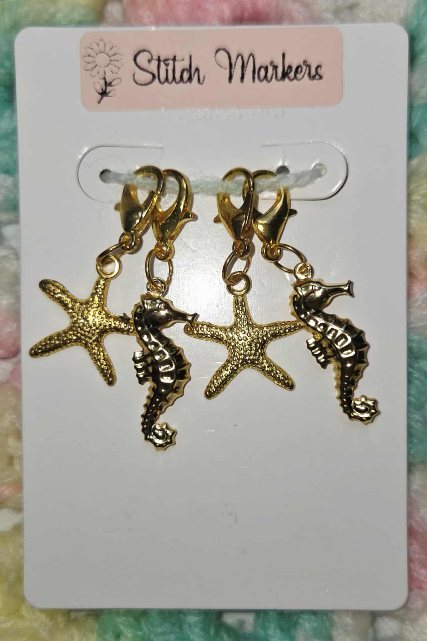 Starfish & Seahorse Gold Stitch Markers