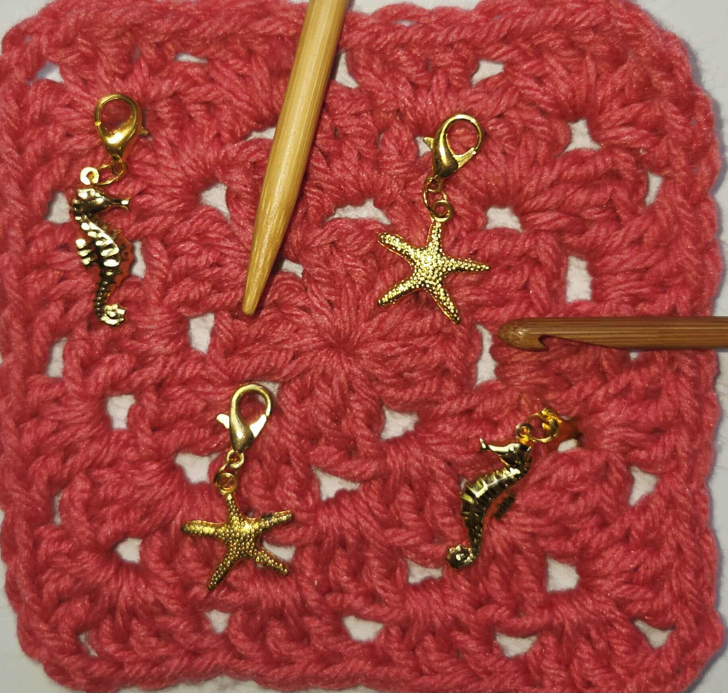 Starfish & Seahorse Gold Stitch Markers