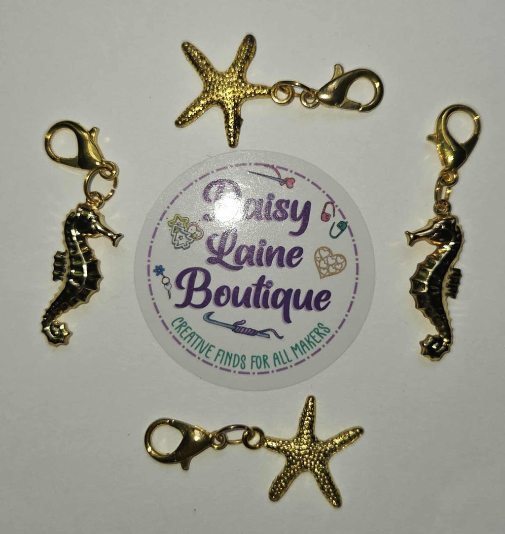 Starfish & Seahorse Gold Stitch Markers