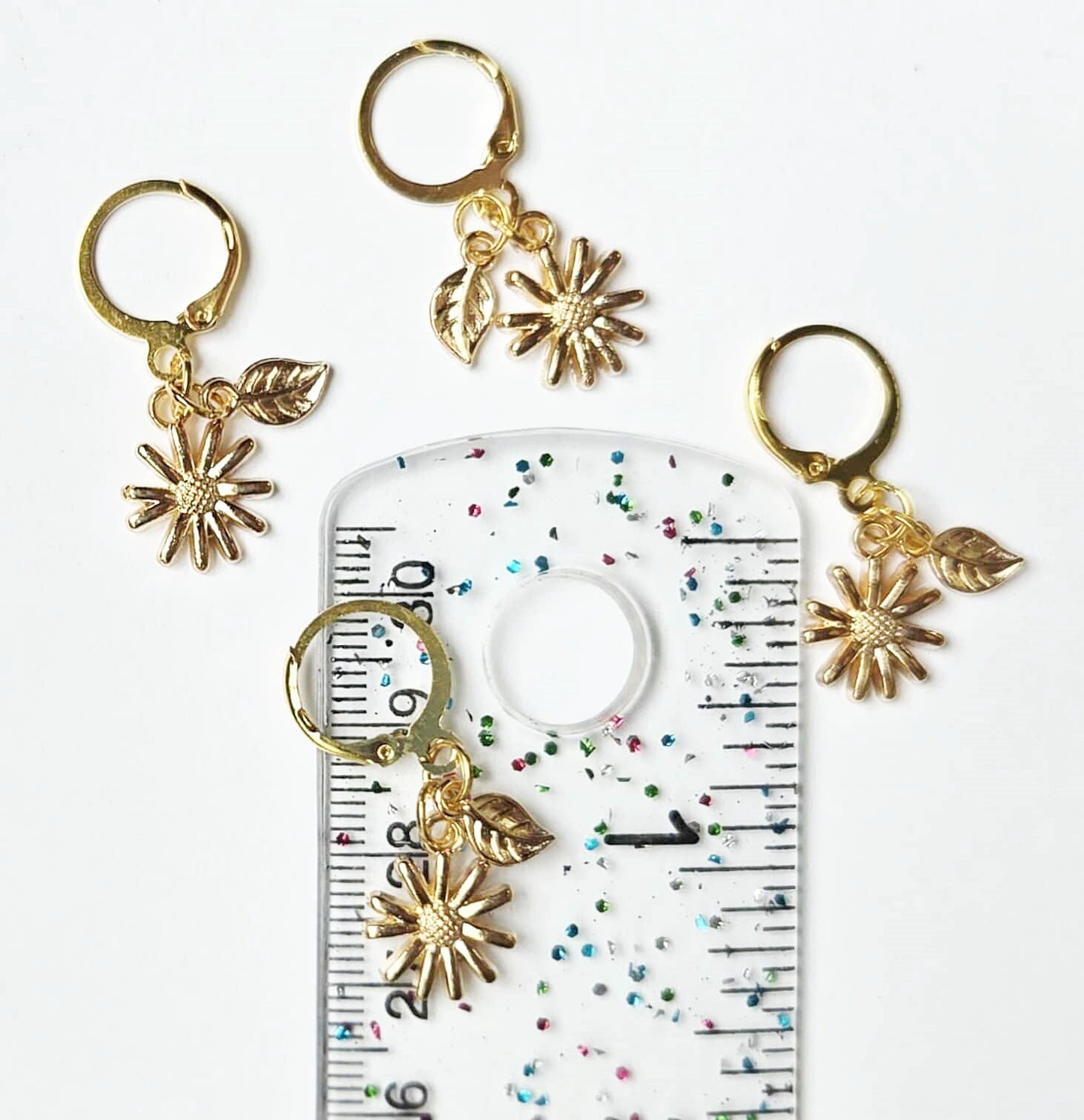 Sunflower Gold Stitch Markers