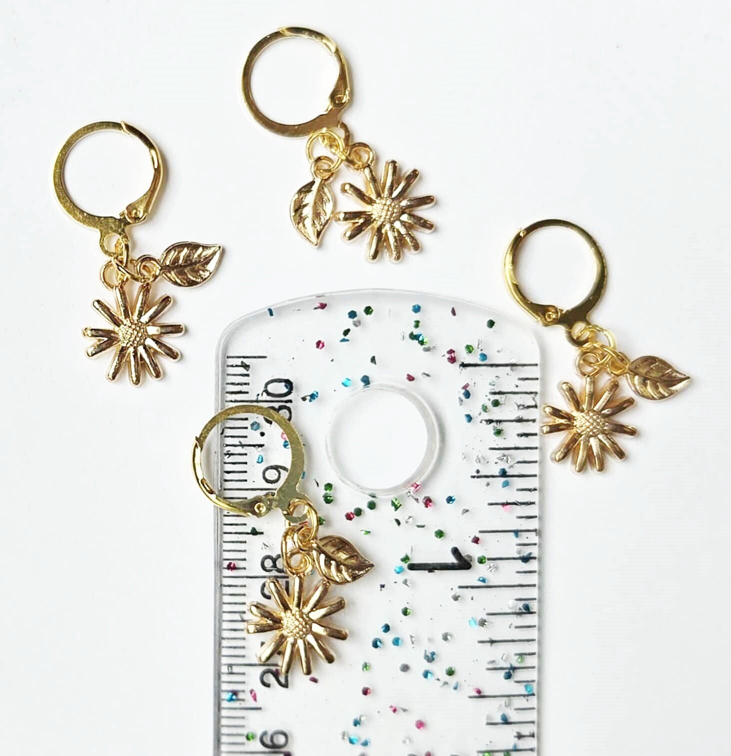 Sunflower Gold Stitch Markers