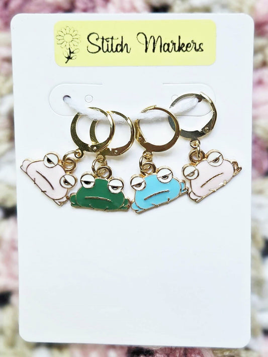 Frog Stitch Markers / Progress Keepers for Amigurumi, Crochet & Knitting - Set of 4
