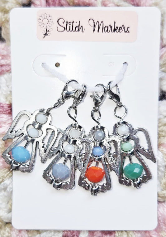 Angel Silver & Beads Stitch Markers