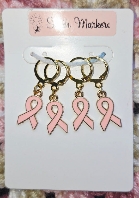 Pink Ribbon Breast Cancer Awareness Stitch Markers