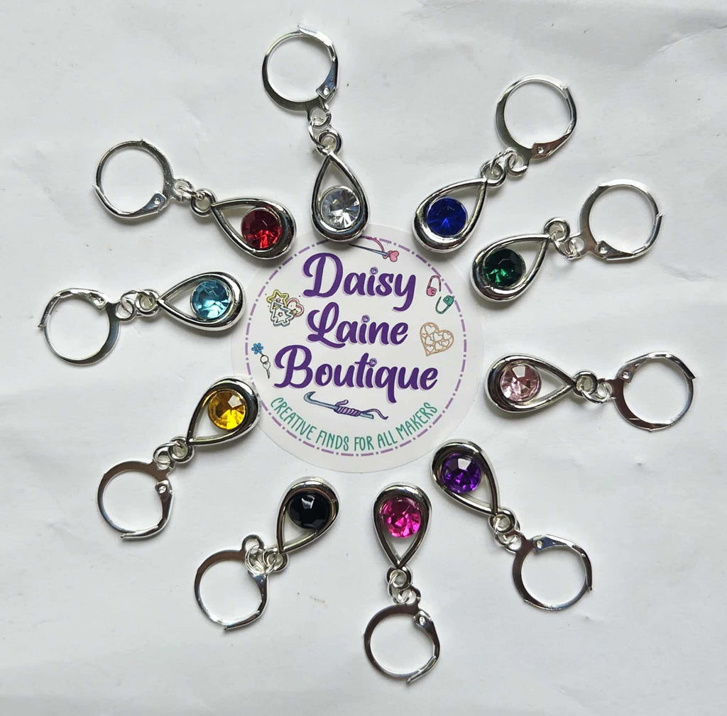 Gem Teardrop Stitch Markers / Progress Keepers for Amigurumi, Crochet & Knitting - Set of 4