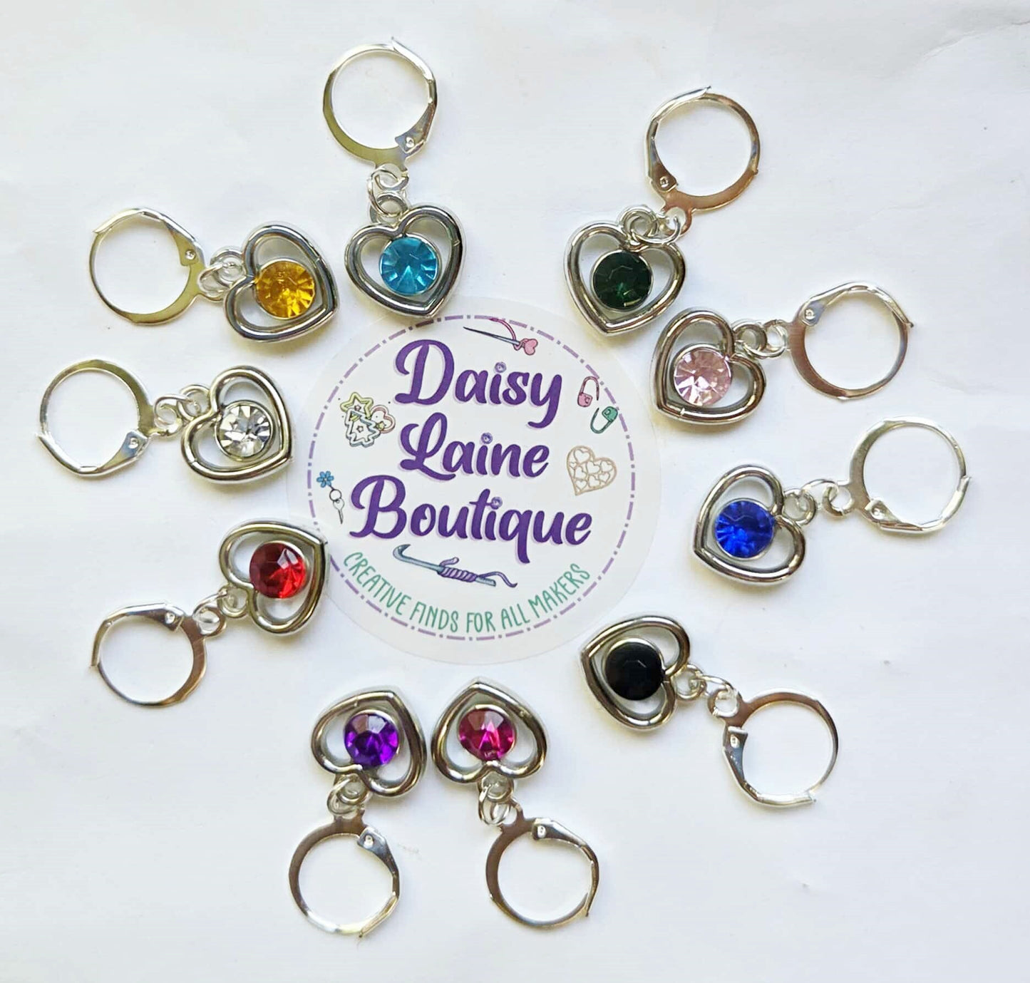 Heart Gemstone Stitch Markers / Progress Keepers for Amigurumi, Crochet & Knitting - Set of 4