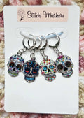 Sugar Skull Calaveras Stitch Markers / Progress Keepers for Amigurumi, Crochet & Knitting - Set of 4