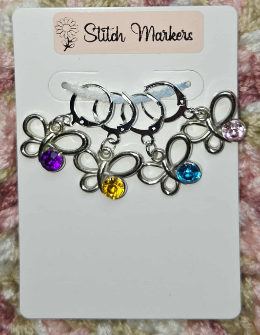 Butterfly Gem Stitch Markers / Progress Keepers for Amigurumi, Crochet & Knitting - Set of 4