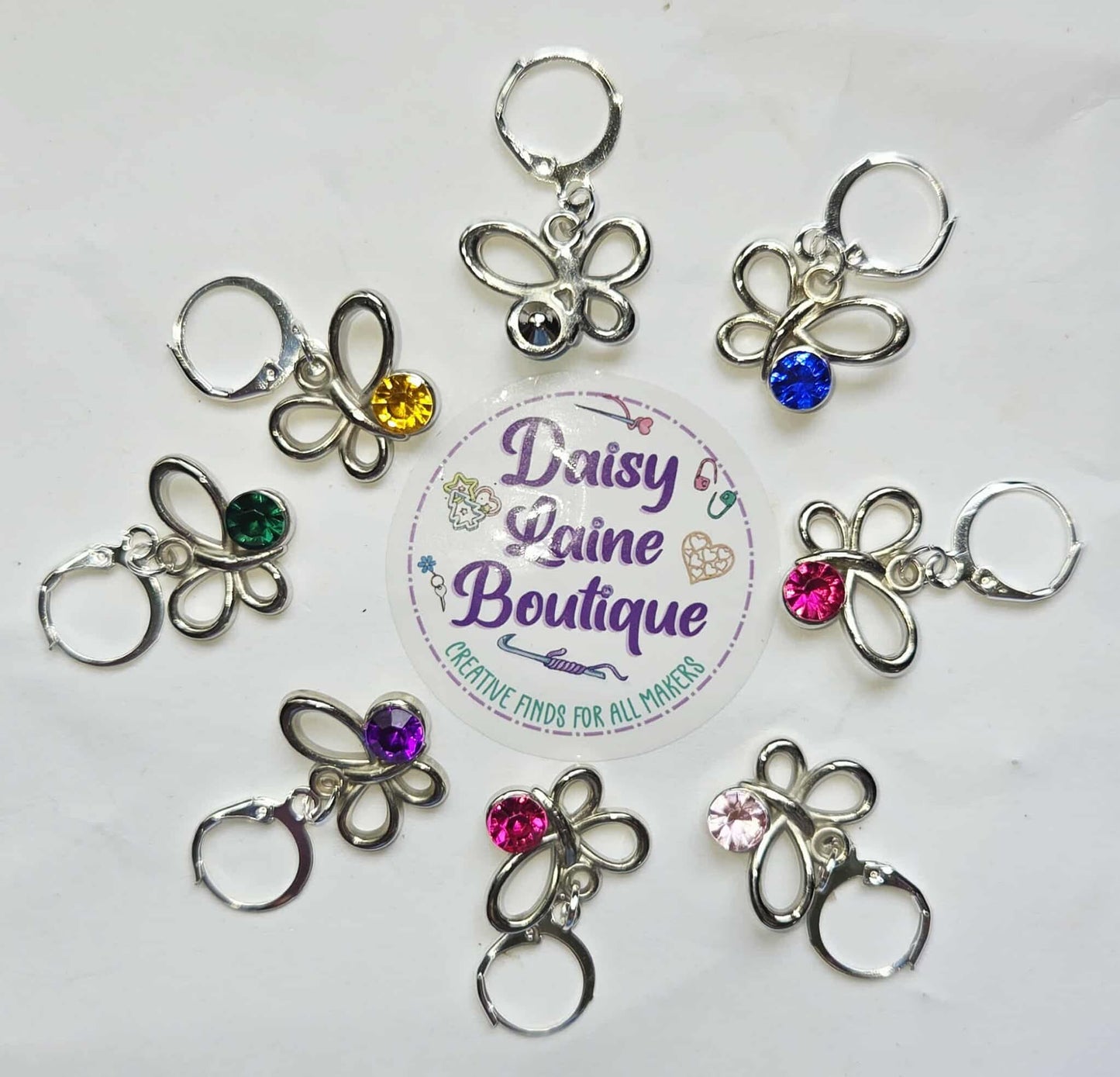 Butterfly Gem Stitch Markers / Progress Keepers for Amigurumi, Crochet & Knitting - Set of 4