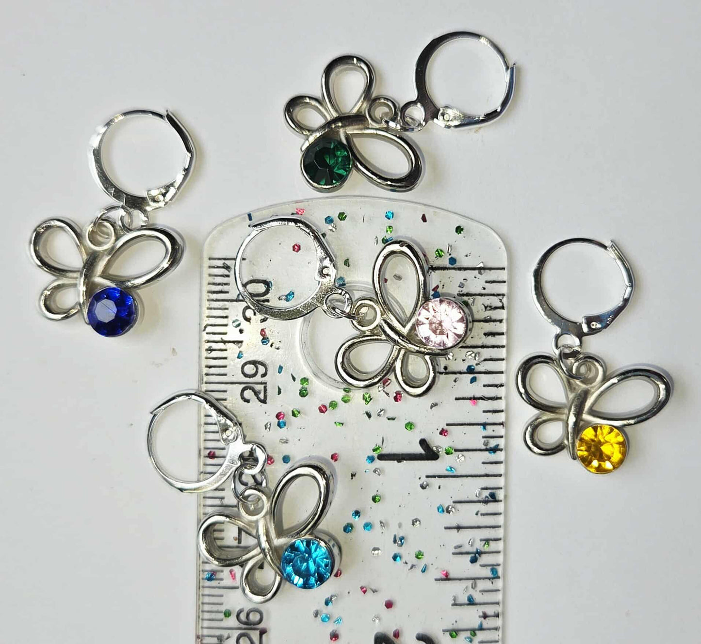 Butterfly Gem Stitch Markers / Progress Keepers for Amigurumi, Crochet & Knitting - Set of 4