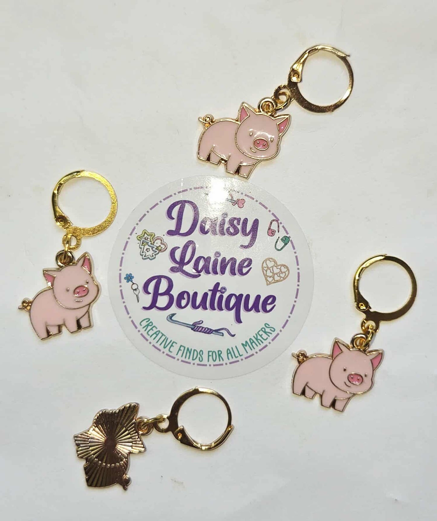 Pig Stitch Markers / Progress Keepers for Amigurumi, Crochet & Knitting - Set of 4