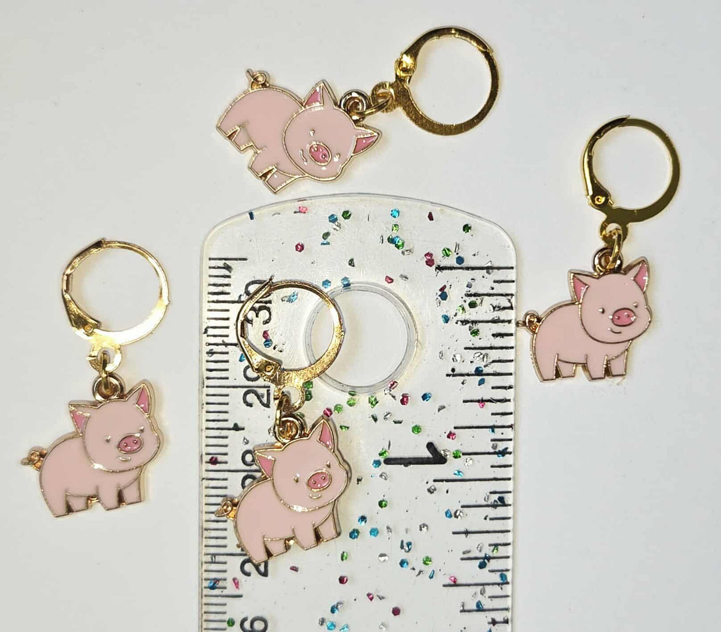 Pig Stitch Markers / Progress Keepers for Amigurumi, Crochet & Knitting - Set of 4