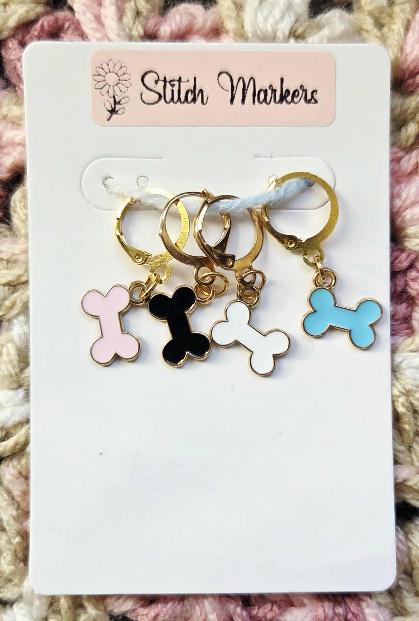 Dog Bone Stitch Markers / Progress Keepers for Amigurumi, Crochet & Knitting - Set of 4