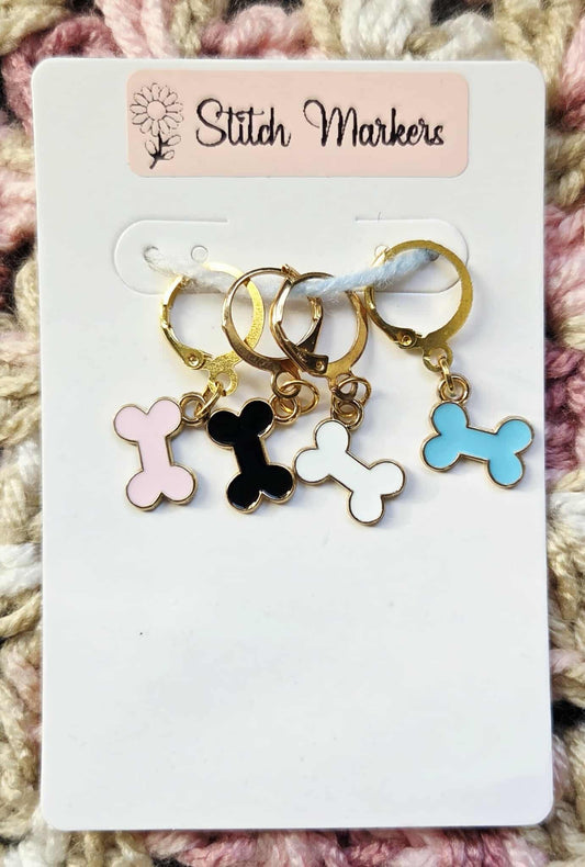 Dog Bone Stitch Markers / Progress Keepers for Amigurumi, Crochet & Knitting - Set of 4