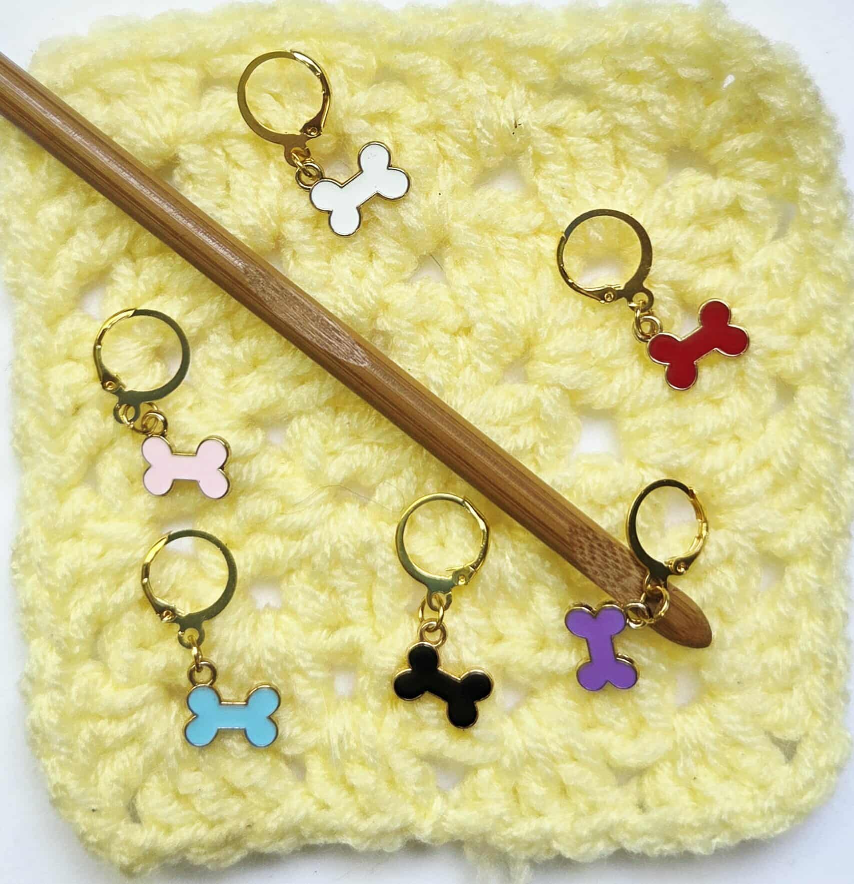 Dog Bone Stitch Markers / Progress Keepers for Amigurumi, Crochet & Knitting - Set of 4