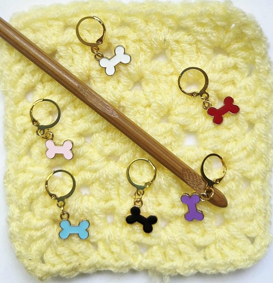 Dog Bone Stitch Markers / Progress Keepers for Amigurumi, Crochet & Knitting - Set of 4