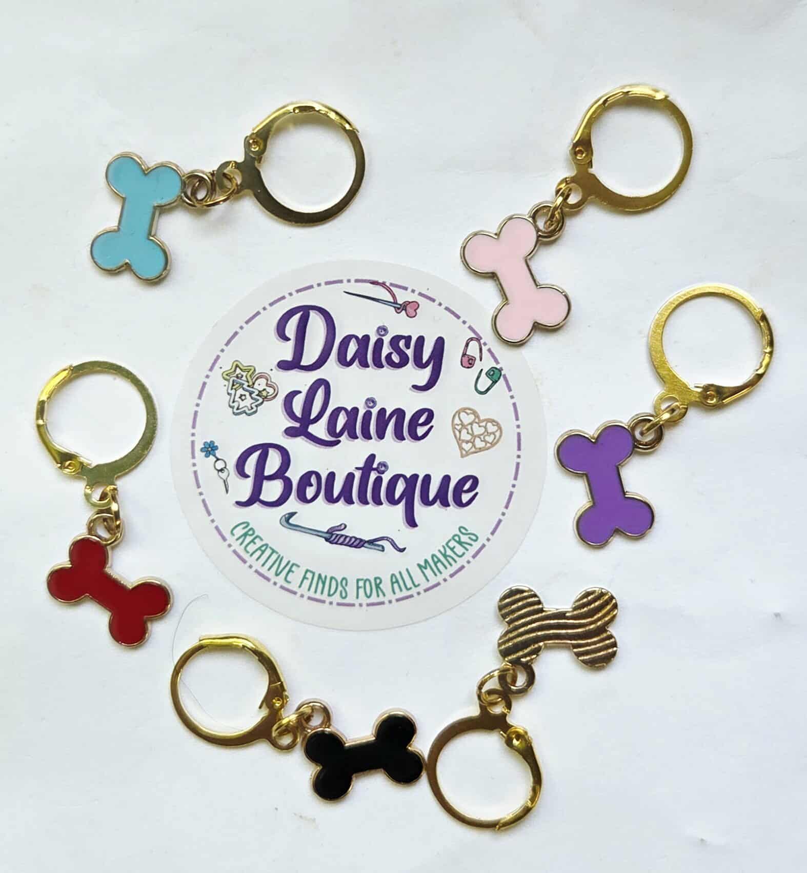Dog Bone Stitch Markers / Progress Keepers for Amigurumi, Crochet & Knitting - Set of 4