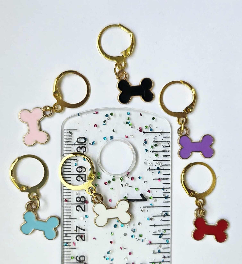 Dog Bone Stitch Markers / Progress Keepers for Amigurumi, Crochet & Knitting - Set of 4