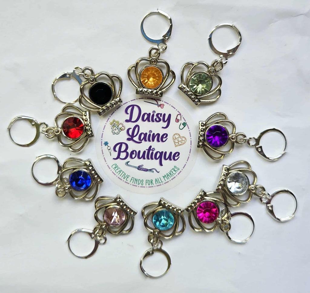 Crown Gem Stitch Markers / Progress Keepers for Amigurumi, Crochet & Knitting - Set of 4