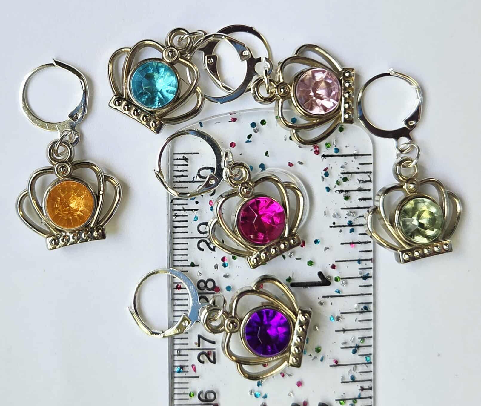 Crown Gem Stitch Markers / Progress Keepers for Amigurumi, Crochet & Knitting - Set of 4