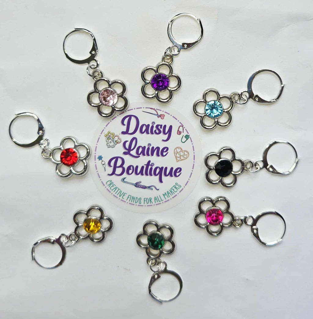Flower Gem Stitch Markers / Progress Keepers for Amigurumi, Crochet & Knitting - Set of 4