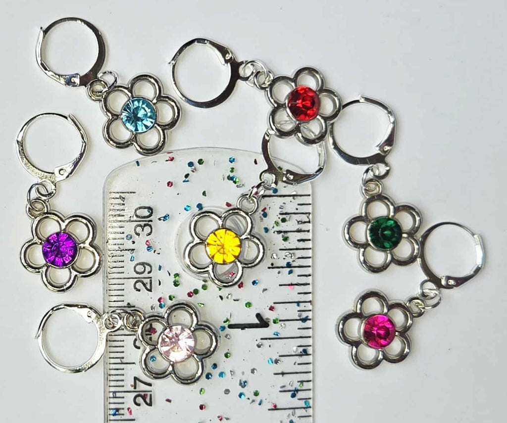 Flower Gem Stitch Markers / Progress Keepers for Amigurumi, Crochet & Knitting - Set of 4