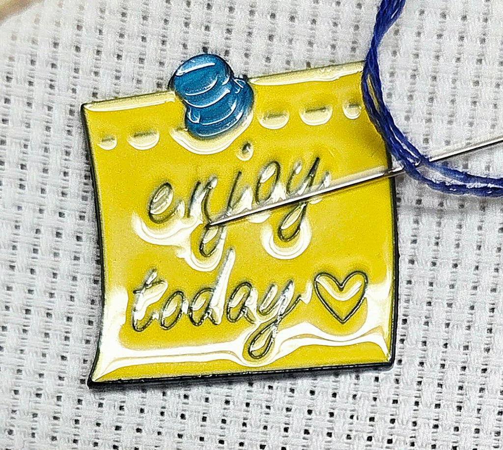 Enjoy Today Enamel -Needle Minder / Needle Keeper