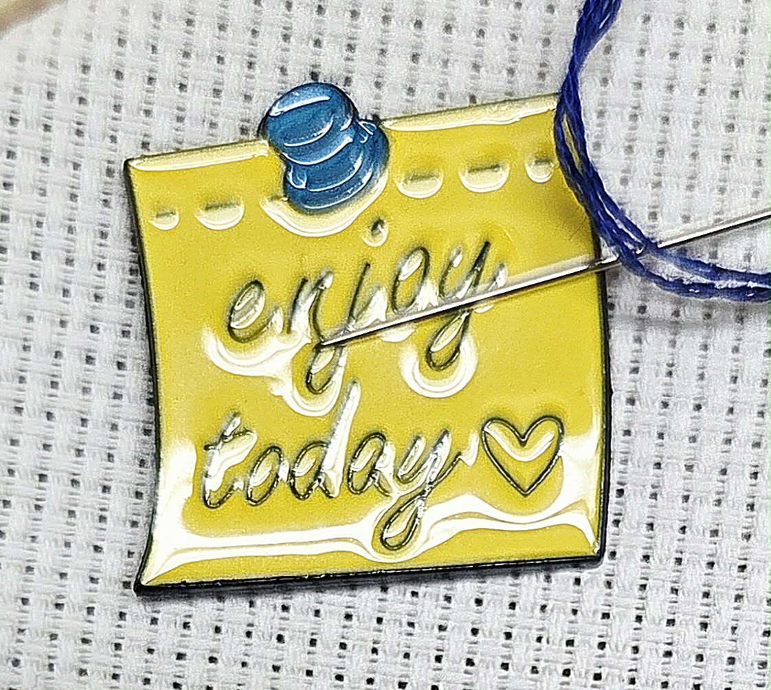 Enjoy Today Enamel -Needle Minder / Needle Keeper