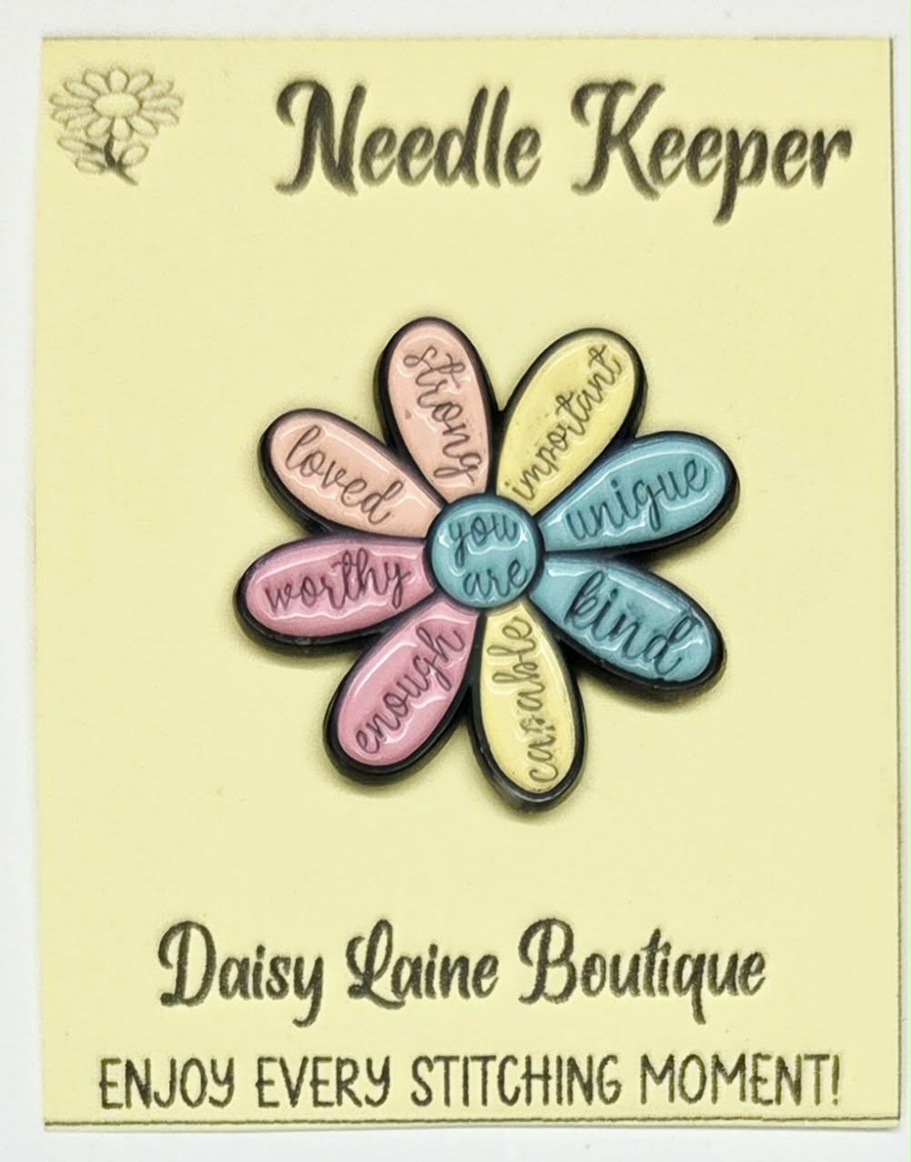 You Are ... Daisy Flower Enamel Magnetic Needle Minder / Needle Keeper